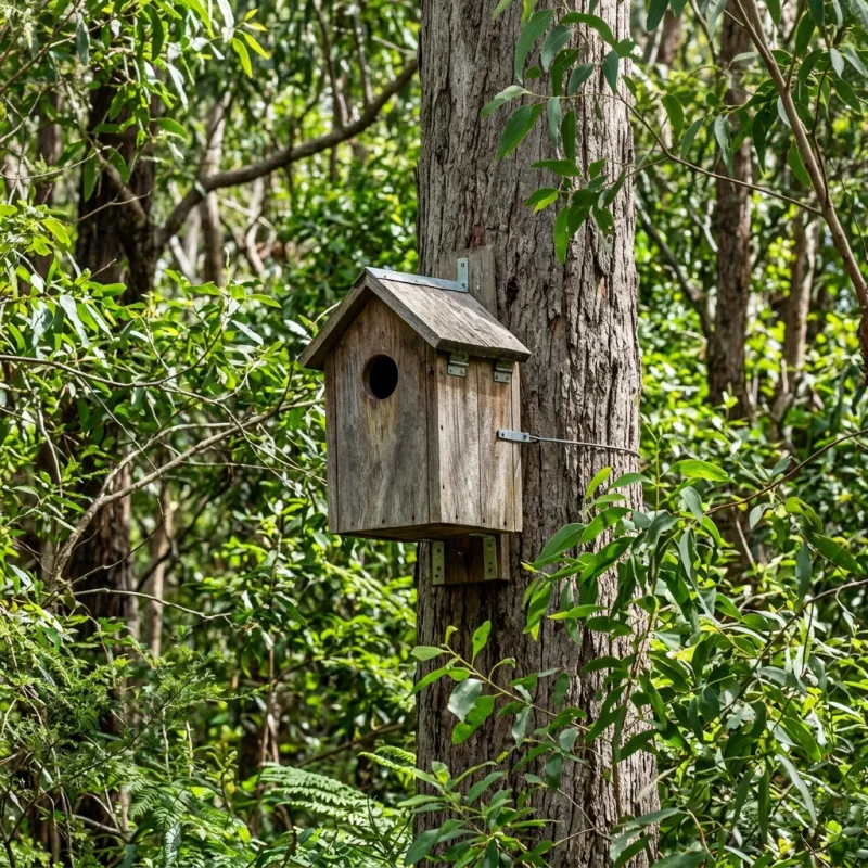 Animal nesting box installed as a humane alternative to a The Basin roof cavity