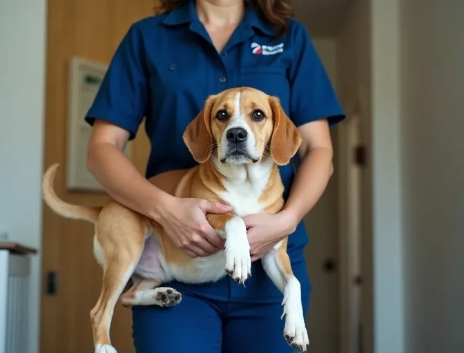 Technician respectfully transporting a deceased dog in The Basin